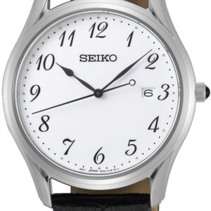 SUR303P1 Seiko staal herenhorloge lederen band