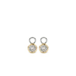9180ZY Tisento zilver-verguld oorbedels zirkonia