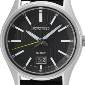 SUR517P1 Seiko herenhorloge staal leren band