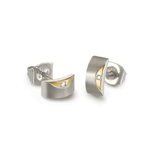 05007-03 Boccia oorknoppen bicolor diamanr 0.015ct