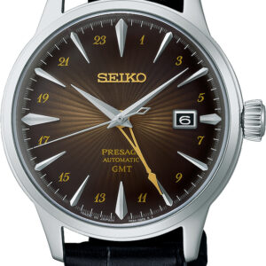 SSK031J1 Seiko heren horloge Presage GMT automatic staal leer band