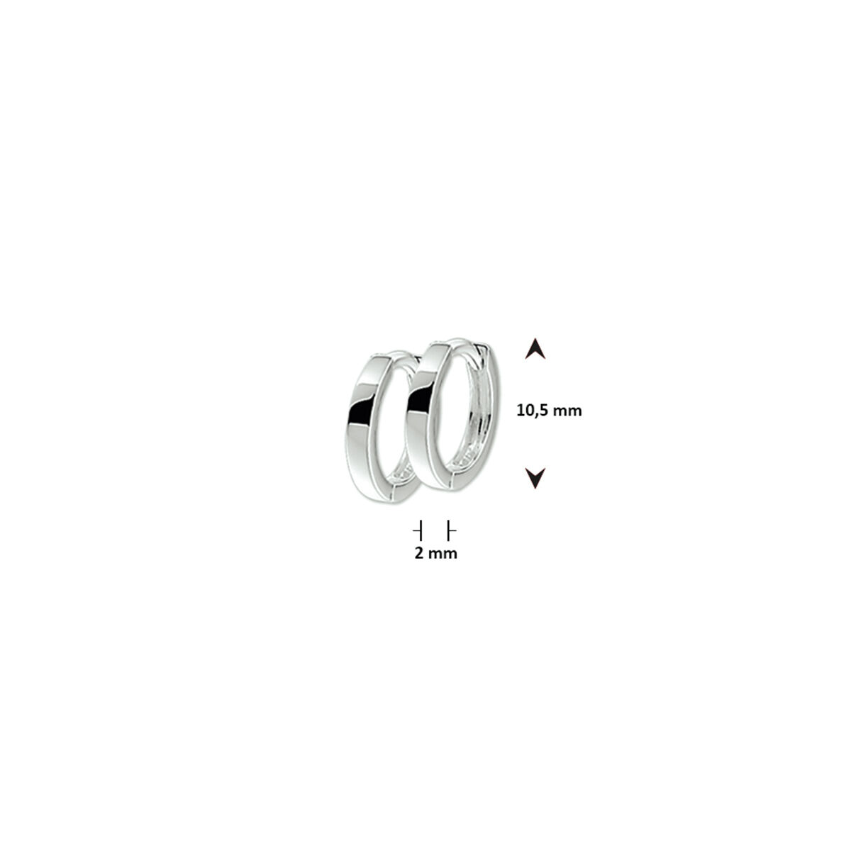 10.09795 KA Zilveren klapoorringen plat 2mm - Afbeelding 3
