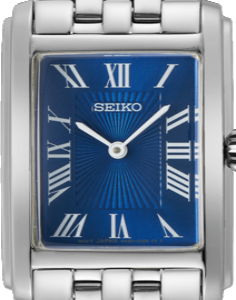 SWR085P1 Seiko dameshorloge staal vierkant blauw