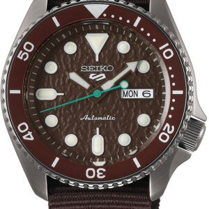 SRPD85K1 Seiko 5-serie automaat bruin nylon band