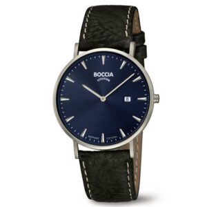 3648-02 Boccia herenhorloge titanium leren band