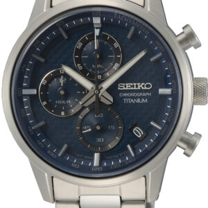 SSB387P1 Seiko herenhorloge chrono titanium blauw
