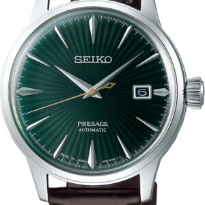 SRPD37J1 Seiko herenhorloge groen Presage leren band