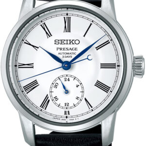 SRPB495J1 Seiko Herenhorloge presage leren band enamel wit automaat