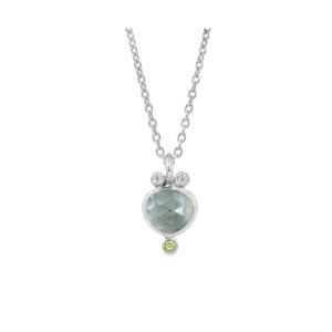 810 02 0 51 Rabinovich zilver collier met blauw kwarts, peridot, zirkonia Calm Creek