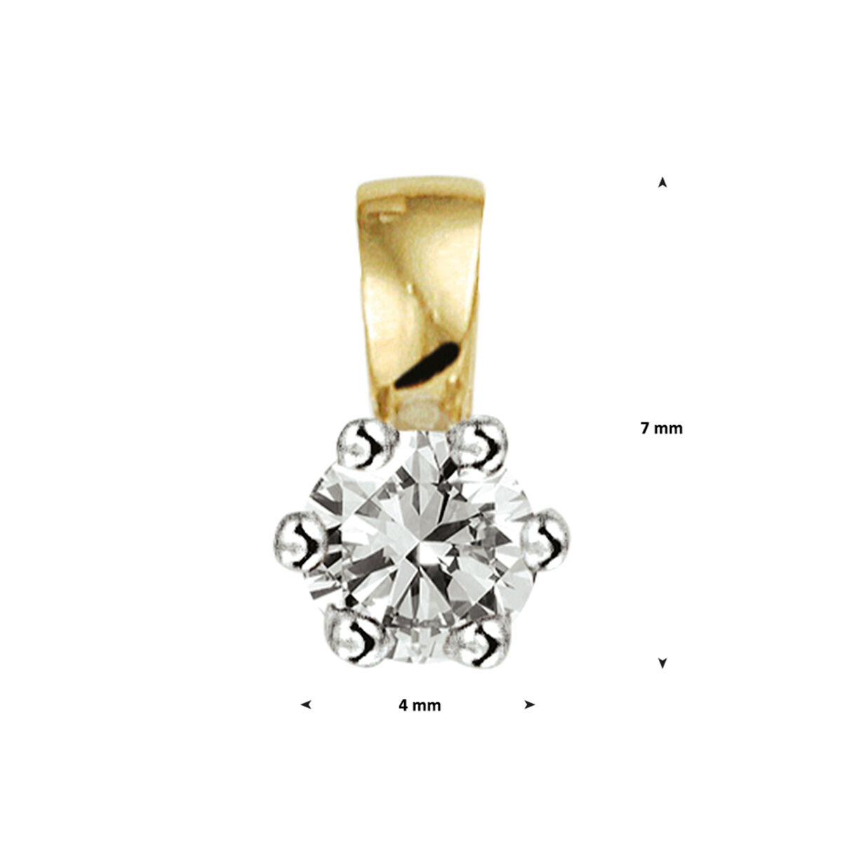 42.08285 KA gouden solitair hanger 0,10ct H-SI - Afbeelding 3