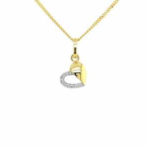 GH0583WRSM geelgouden hanger hart zirkonia 8.7mm