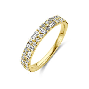 40.28878 KA goud ring met baquette en briljant diamant 0.61 HSI maat 17,25*