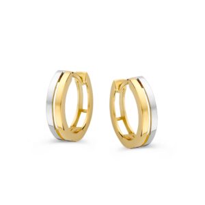 OB408218 Excellent bi-color goud oorringen ovaal