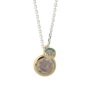 CS1794MT Campur goud op zilver collier Maansteen-Topaas