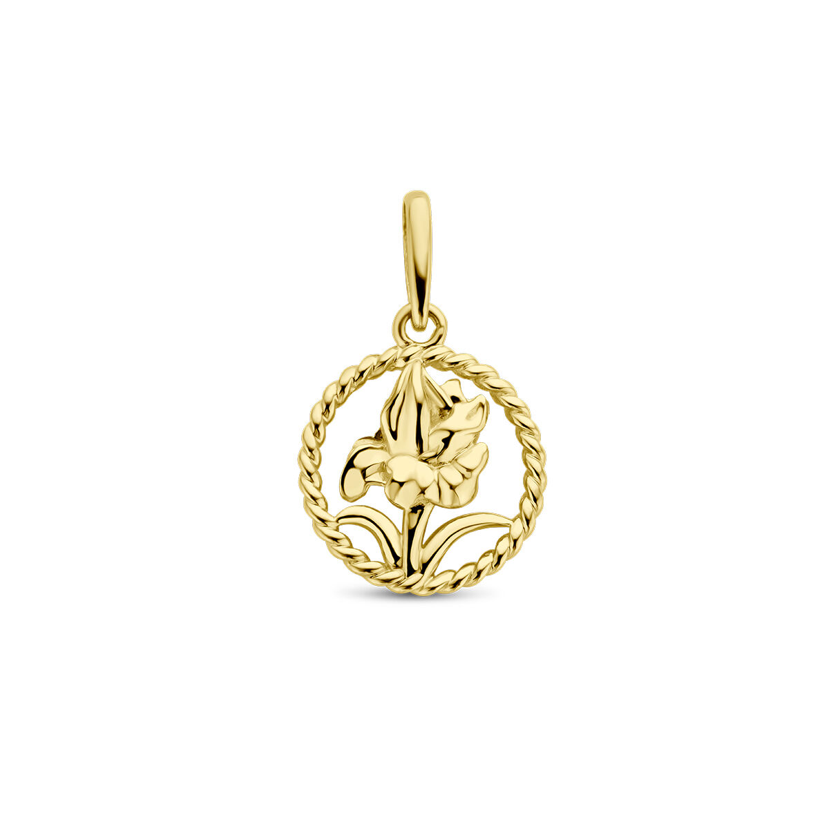40.28984 KA hanger goud 14 kt geboortebloem Augustus gladiool