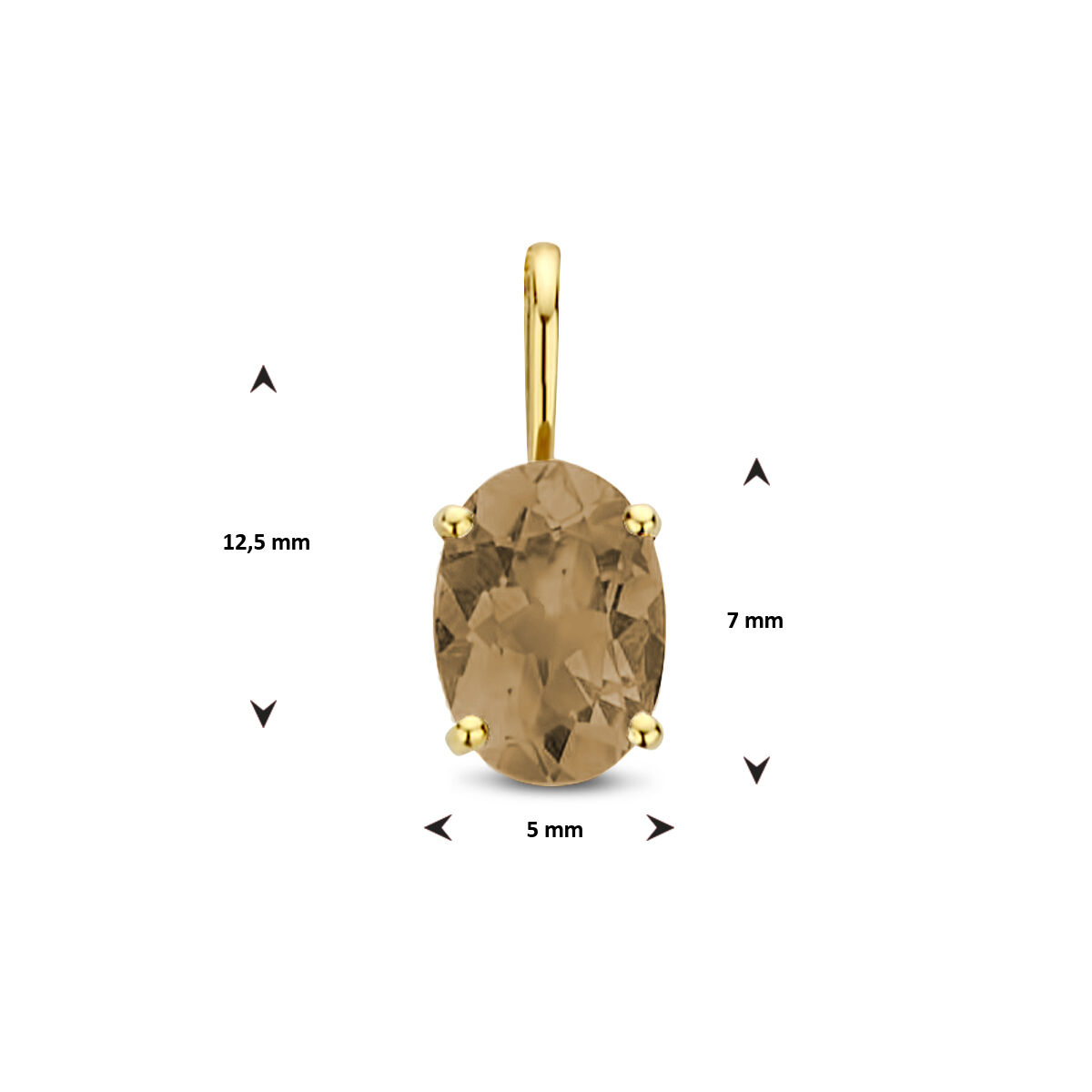 40.25141 KA hanger geelgoud rookkwarts 7x5mm - Afbeelding 3