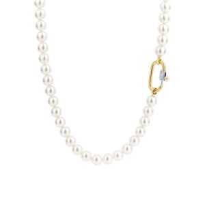 3967PW Tisento collier zilver verguld imitatieparel 48cm