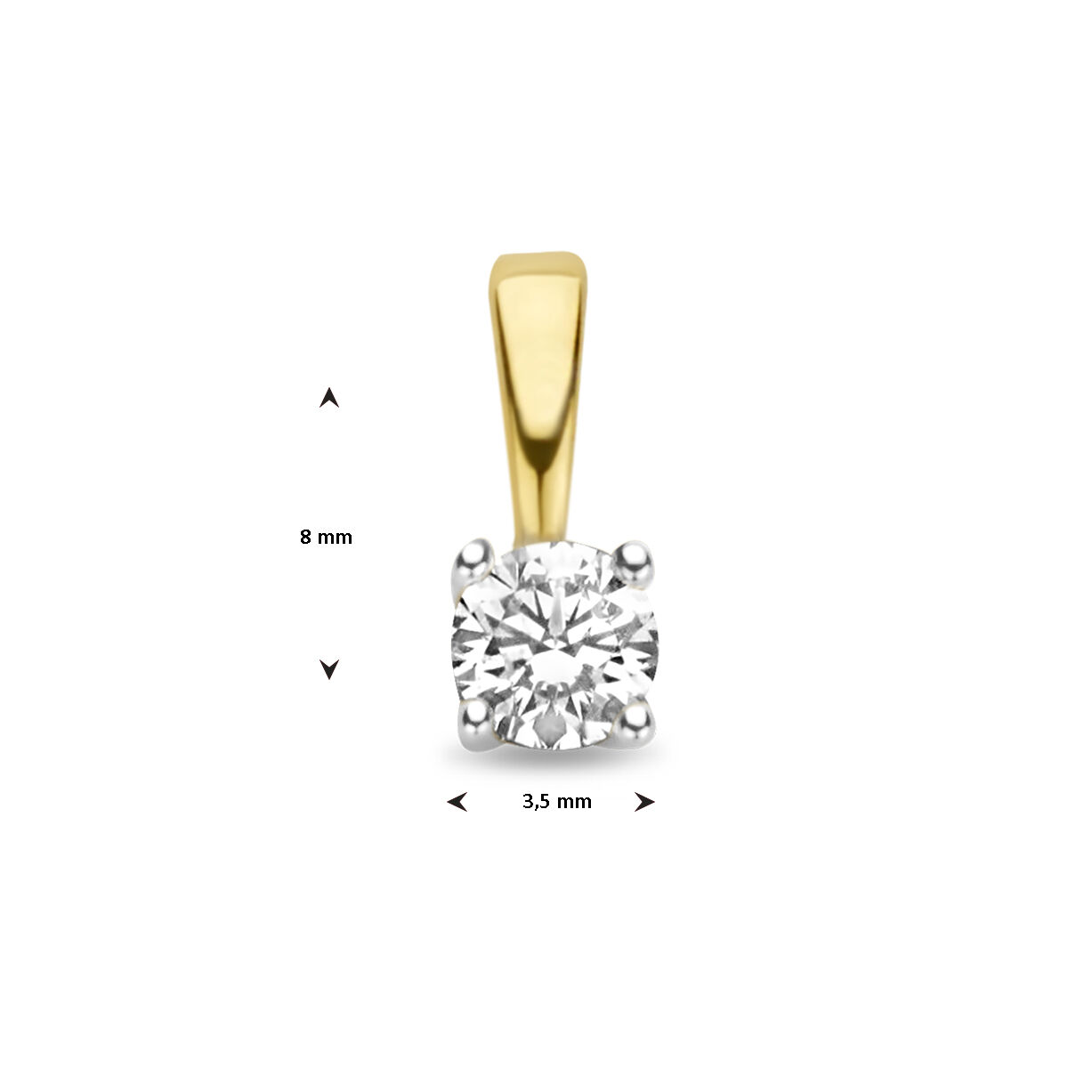 42.08894 KA gouden solitair hanger 0,15ct H-SI - Afbeelding 4