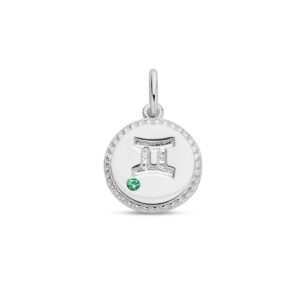 13.35349KA zilveren hanger zodiac tweeling zirkonia 17mm