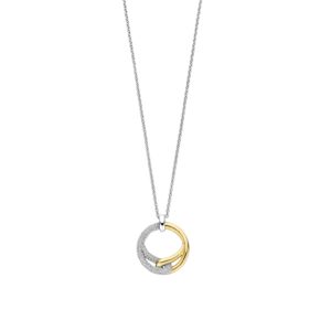 34107ZY Tisento Zilveren collier met bi-color hanger zirkonia 42cm