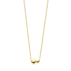 21.03426 KA  collier goud op zilver hartjes 41+4cm