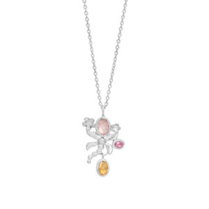 812 02 0 20 Rabinovich zilver collier Rozenkwarts, citrien, topaas Dragonfly