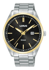 RH918QX-9 Lorus herenhorloge staal zwarte wijzerplaat