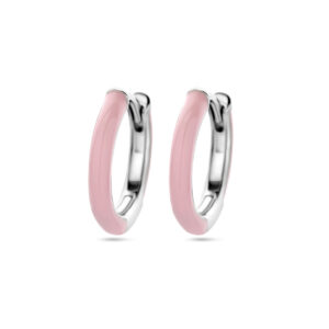 13.33863 KA Zilveren klapoorringen roze emaille 13mm