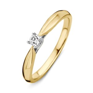 RG413911 Excellent Bi-color gouden solitairring 0.10 H-SI maat 56