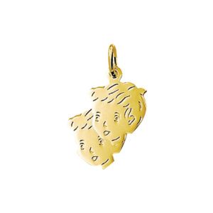 40.05869 KA Geelgouden hanger Kinderkopjes 2x jongen 20x15mm