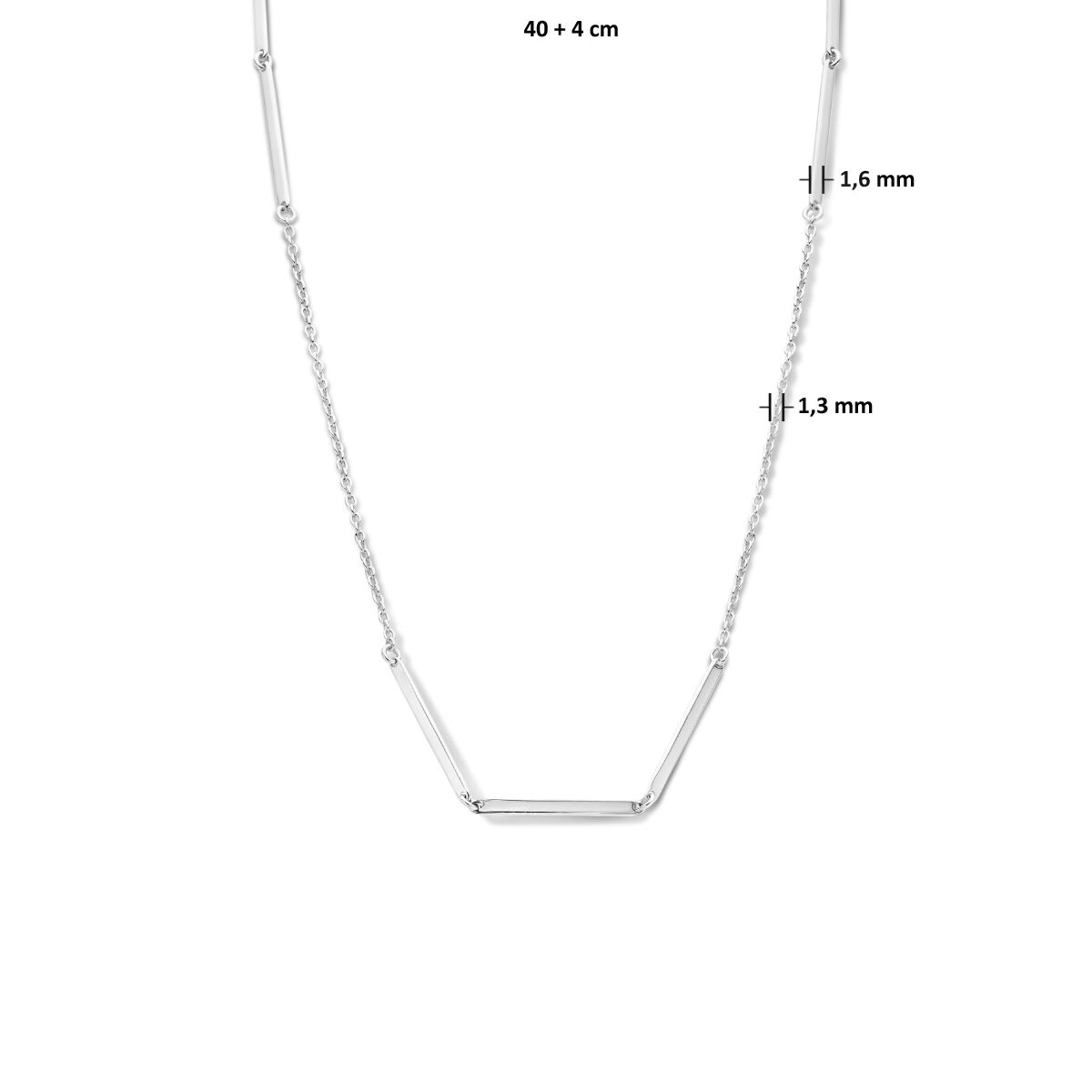 13.34821 KA Zilveren collier balkjes 1.6mm 40-44 cm* - Afbeelding 4