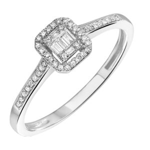 GF0410 Pas witgouden halo cluster ring 44-0.084 H/SI diamant maat 17,25