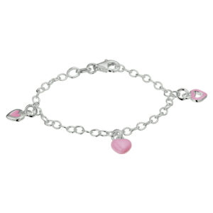 13.29623 KA Zilveren bedelarmband hartjes emaille 13cm
