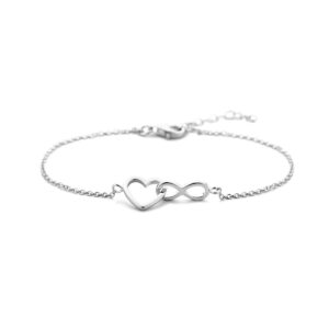 13.36505KA Zilveren armband hart en infinity 16+3cm