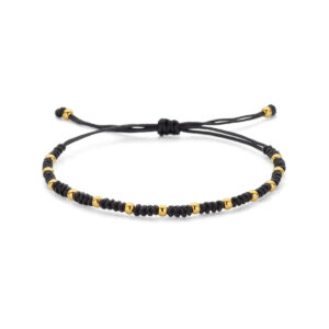 47.00344 KA Geelgouden zwart armband 13-26 cm