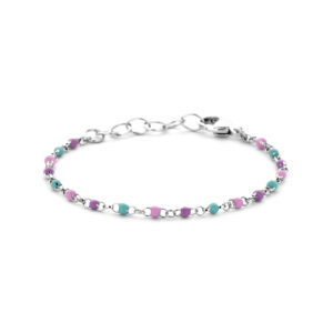 13.39012 KA Zilveren armband bolletjes gekleur emaille 11 cm + 2 cm