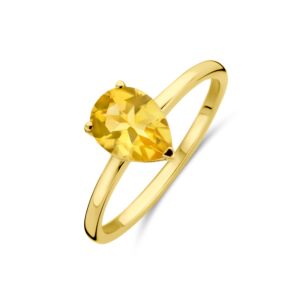 40.30715 KA Geelgouden ring Citrien peervormig maat 17,75