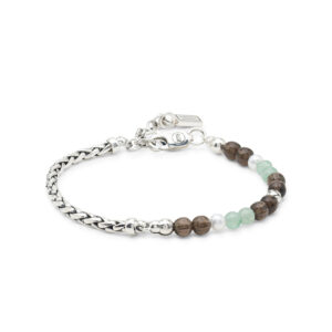 038AV C-E - Buddha to Buddha Stacking Bracelet Spirit Bead Silver Aventurine Smokey Quartz
