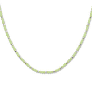 13.36415 KA Zilveren collier groene kralen 41-45cm *
