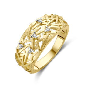 40.31194 KA Geelgouden ring met 0.06 H-SI diamant maat 17,75