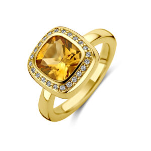 40.29994 KA Geelgouden 0.14 H-SI diamant citrien ring