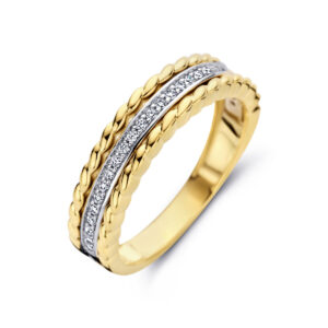 42.08918 KA Geelgouden ring bolletjes 0.14 H-SI  maat 17,75 *