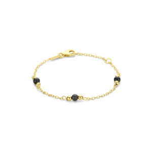 40.30465 KA Geelgouden armband onyx kralen 11-13cm