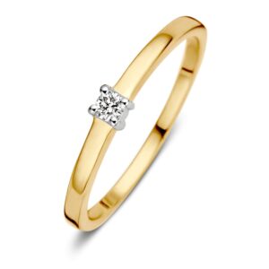 RH416849 Excellent ring soliotair bi-color goud diamant 0.06 H/SI maat 56