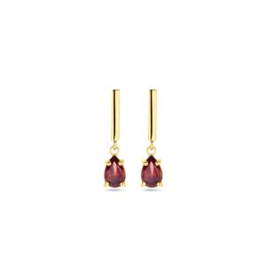 40.32346 KA Geelgouden oorhangers Granaat 6 x 4,5mm