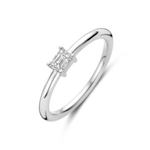 41.06206 KA Witgouden ring met baquette 0.25H-SI maat 17,25 *