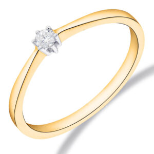 GGA1681 Pas bi-color gouden solitairring zespoots diamant 0.03 H/SI Maat 18