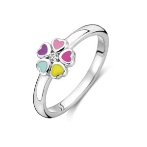 13.37849 KA Zilveren ring bloem emaille maat 13
