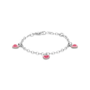 10.41817 KA Zilveren armband harten met roze 13-15cm