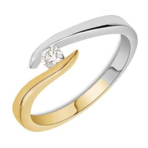 GBG00064 pas Bicolor gouden slagring 0.12 G-SI diamant maat 17,25